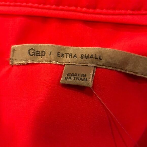 Gap Neon Pink/Orange 5 Button Collarless Blouse - Picture 7 of 7